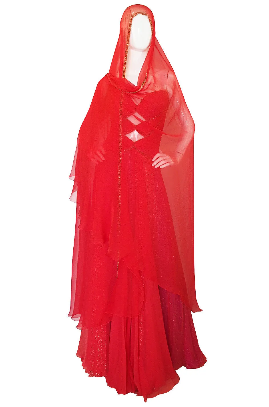 Fall 2001 Red & Gold Bob Mackie Cut Out Gown