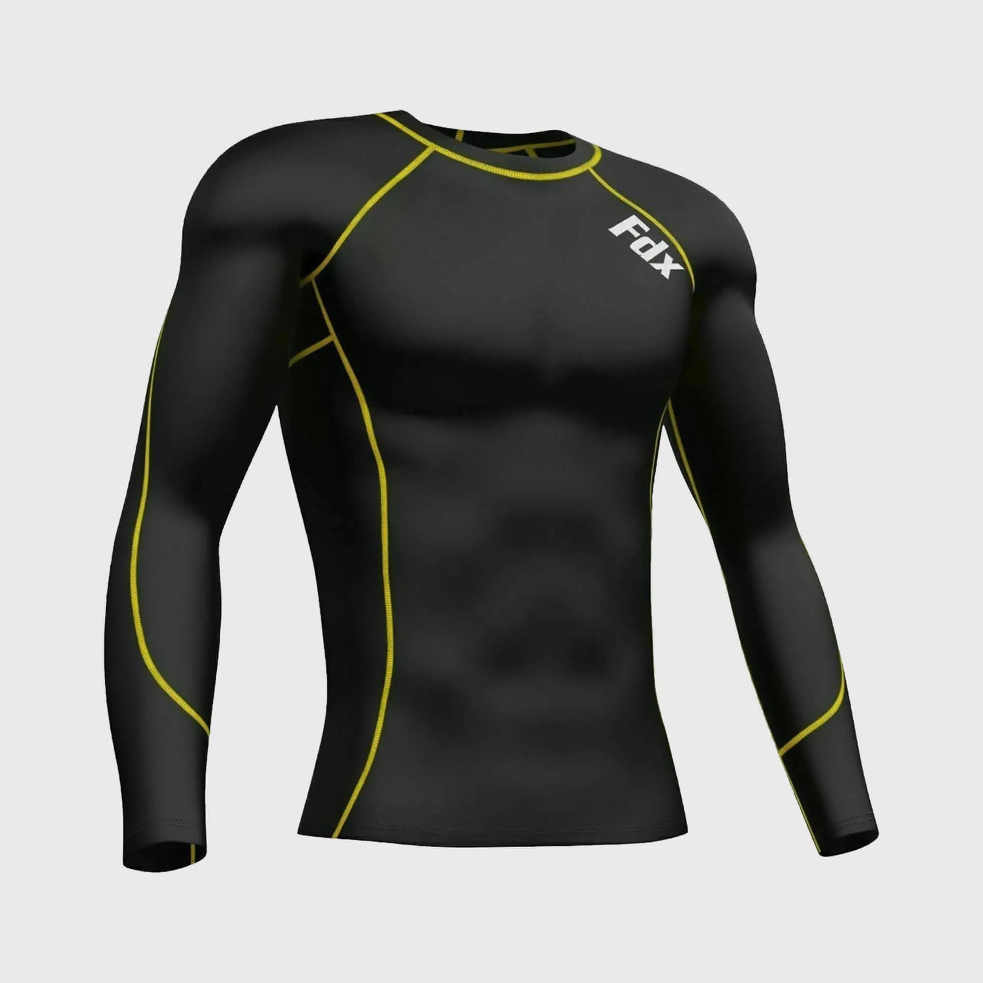 Fdx Men's Set Yellow Thermolinx Compression Base Layer Shirt & Leggings