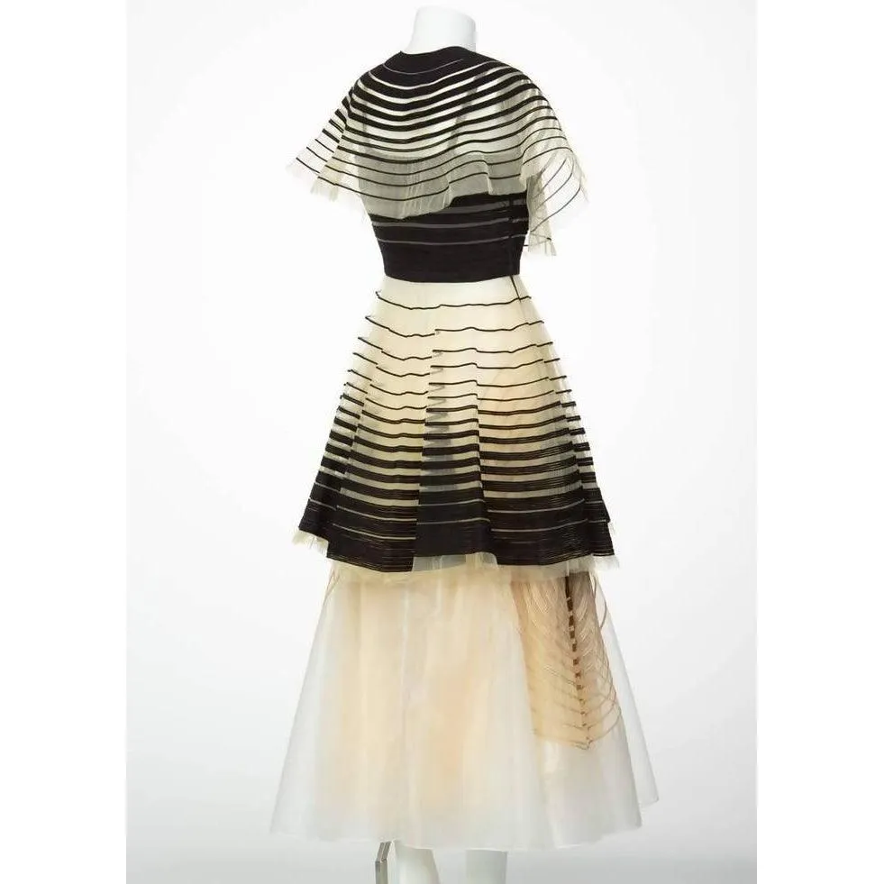 FENDI Black Cut-Out Three Piece Suede Dress Cape Skirt Set | Size XS/S