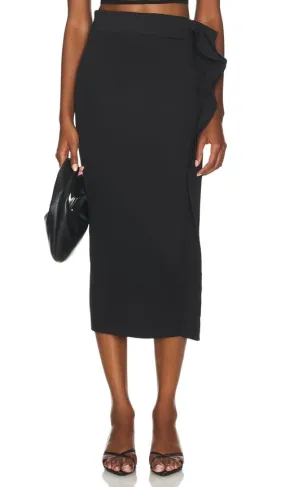 FIORUCCI Ruffle Midi Skirt in Black