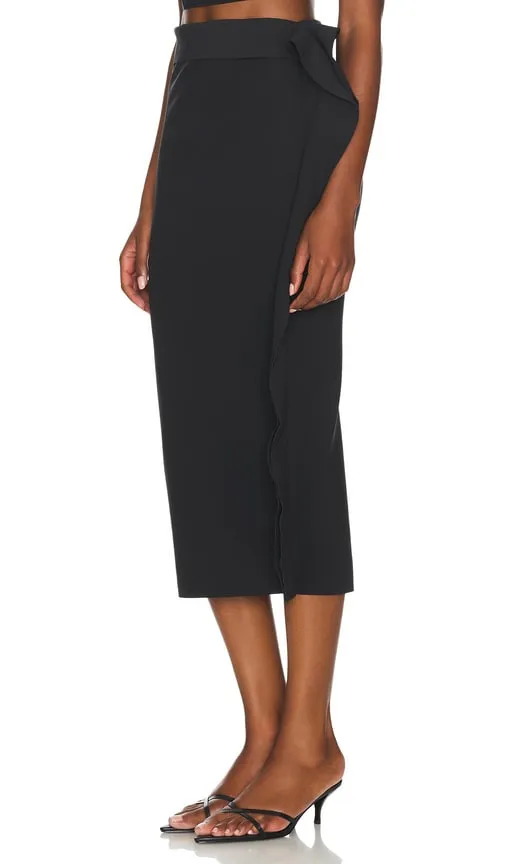 FIORUCCI Ruffle Midi Skirt in Black