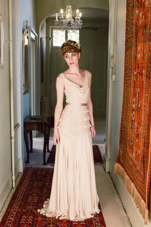 'Flapper' Wedding Dress in Silk Crepe-de-Chine, Made To Order