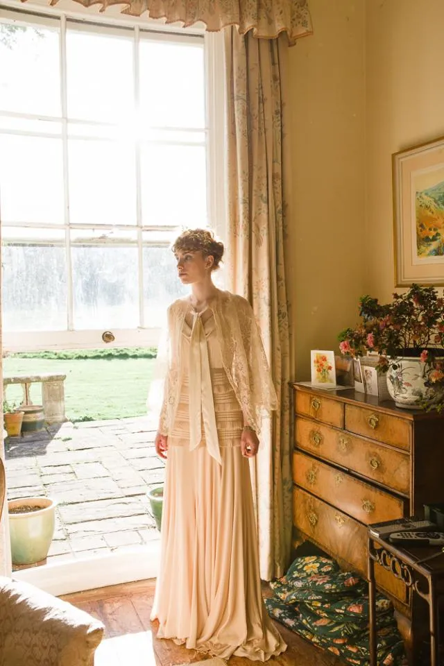 'Flapper' Wedding Dress in Silk Crepe-de-Chine, Made To Order