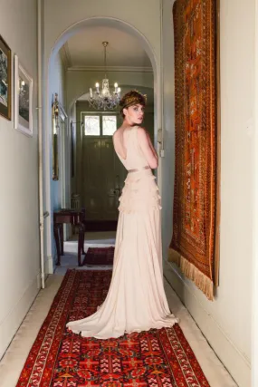 'Flapper' Wedding Dress in Silk Crepe-de-Chine, Made To Order