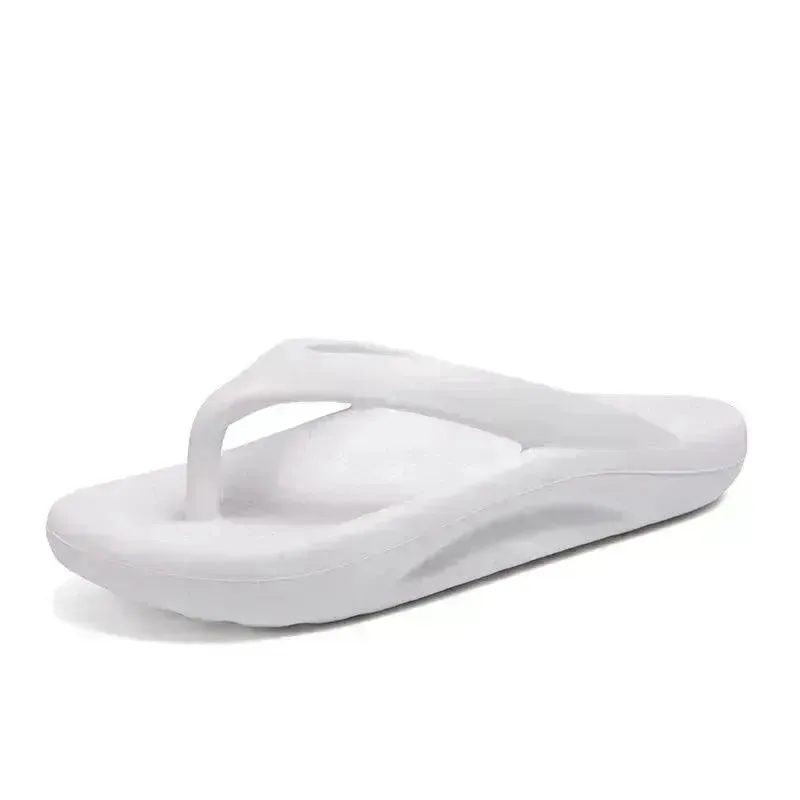 Flip-flops Men Wear Sandy Beach Platform Outside And Step On Shit