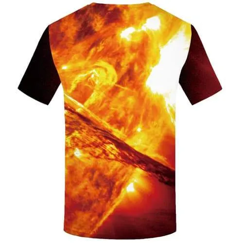 Galaxy T-shirt Men Fire T-shirts 3d War Tshirt Anime Flame T shirts Funny Space T-shirts Graphic Short Sleeve Punk Rock Mens
