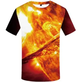 Galaxy T-shirt Men Fire T-shirts 3d War Tshirt Anime Flame T shirts Funny Space T-shirts Graphic Short Sleeve Punk Rock Mens