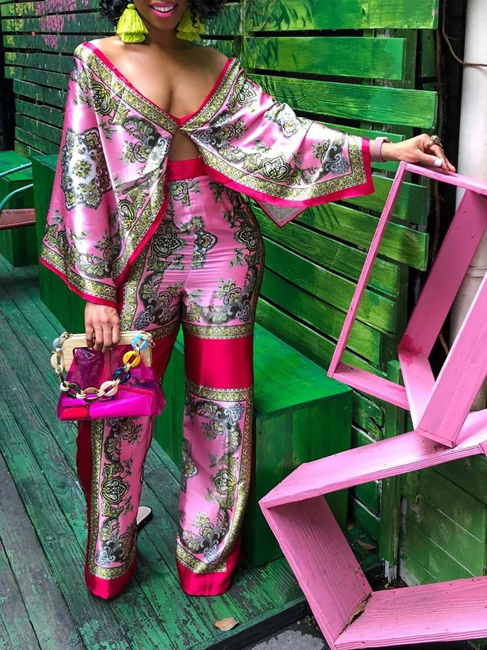 GF Cape & Pants Satin Set