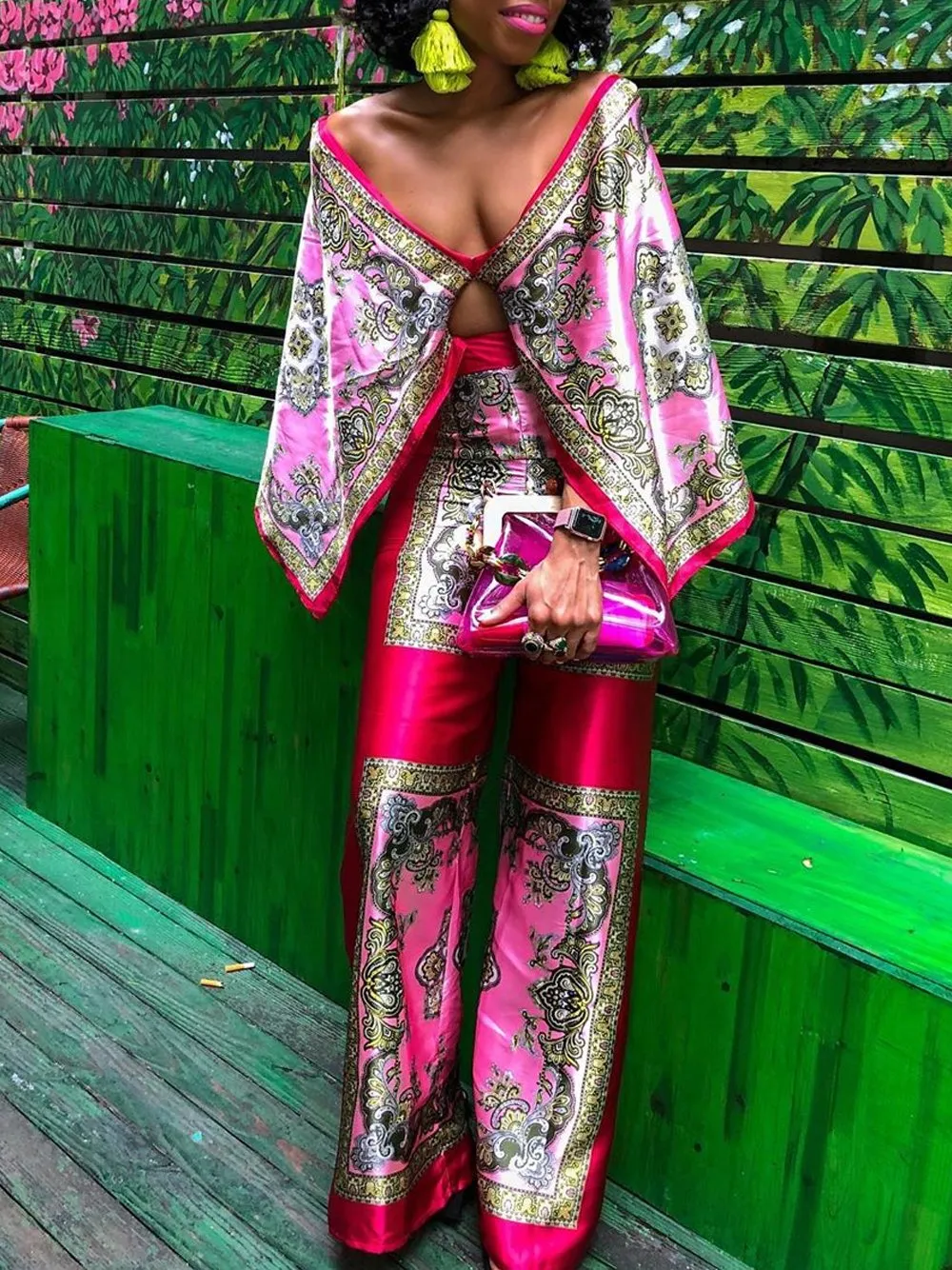 GF Cape & Pants Satin Set
