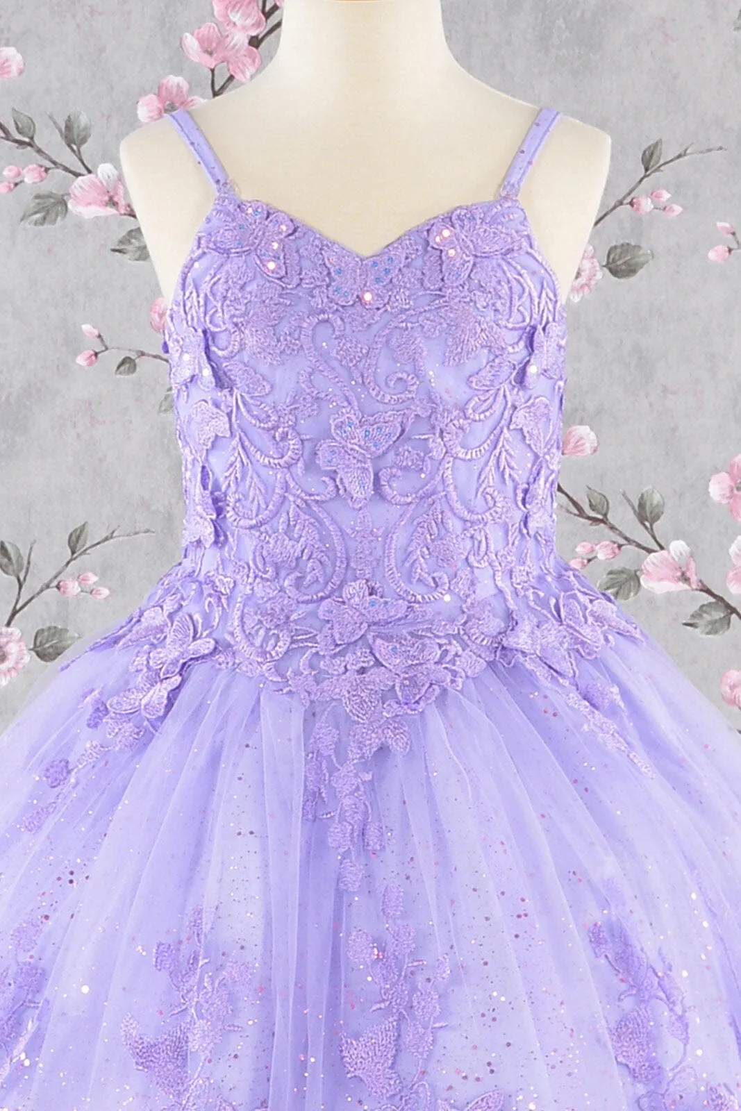 Girls 3D Butterfly Sleeveless Cape Gown by Elizabeth K GK114