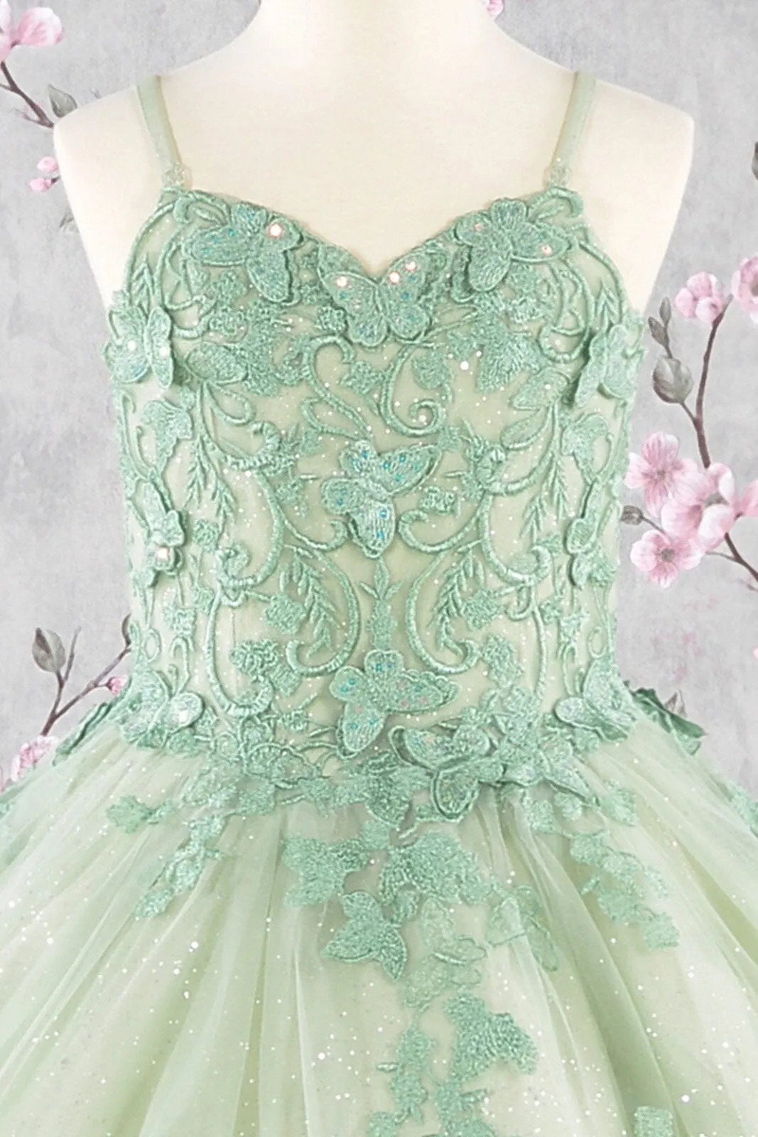 Girls 3D Butterfly Sleeveless Cape Gown by Elizabeth K GK114