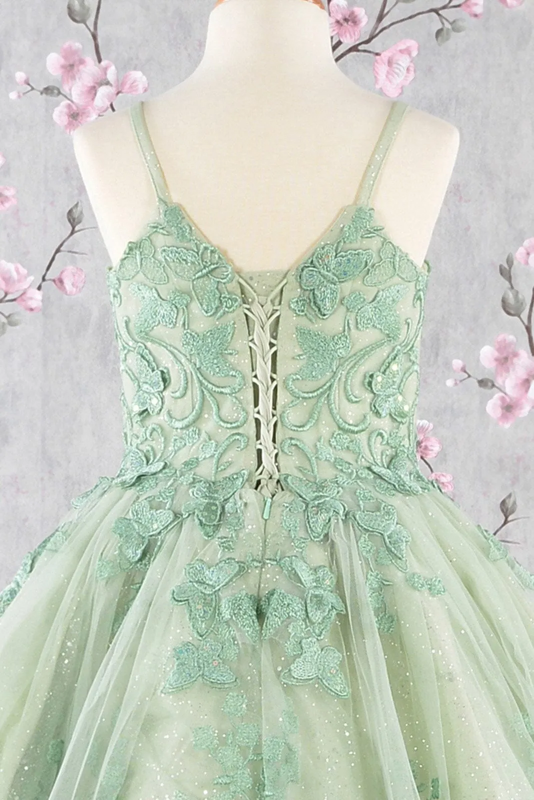 Girls 3D Butterfly Sleeveless Cape Gown by Elizabeth K GK114