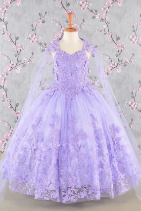 Girls 3D Butterfly Sleeveless Cape Gown by Elizabeth K GK114