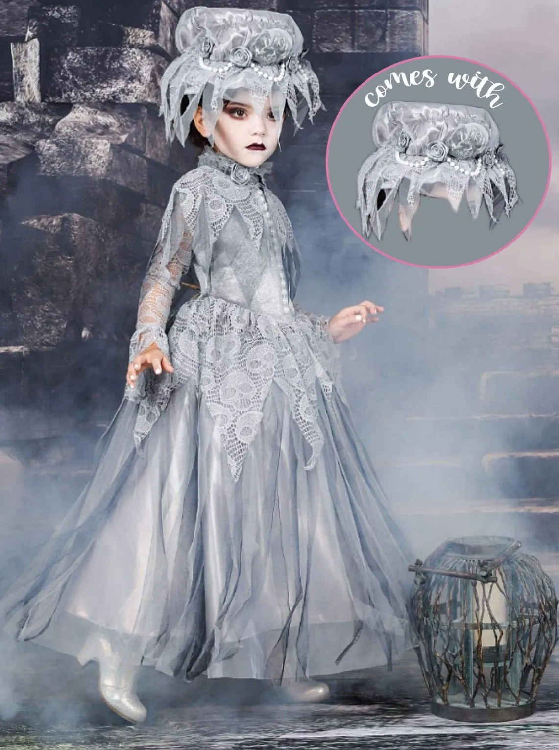 Girls Deluxe Haunted Victorian Ghost (Phantom) Halloween Costume