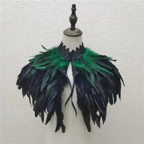 Gothic Feather Shawl Neck Collar Crow Costume Maleficent Cosplay