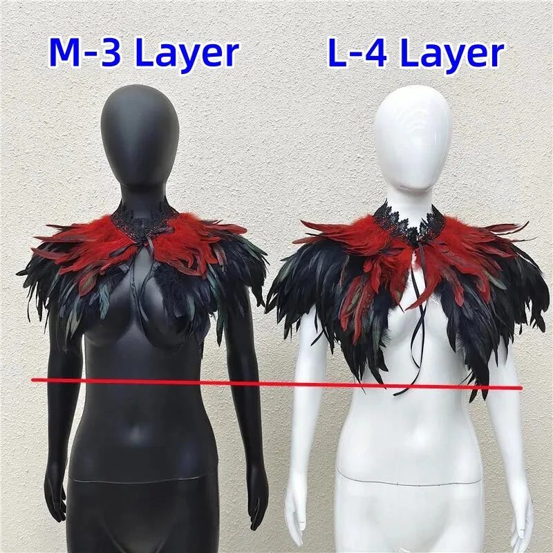 Gothic Feather Shawl Neck Collar Crow Costume Maleficent Cosplay