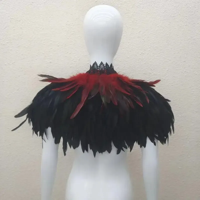 Gothic Feather Shawl Neck Collar Crow Costume Maleficent Cosplay