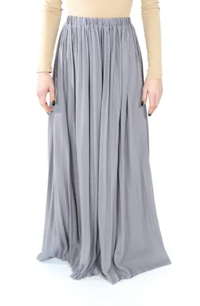 Gray chiffon pleated Maxi Skirt