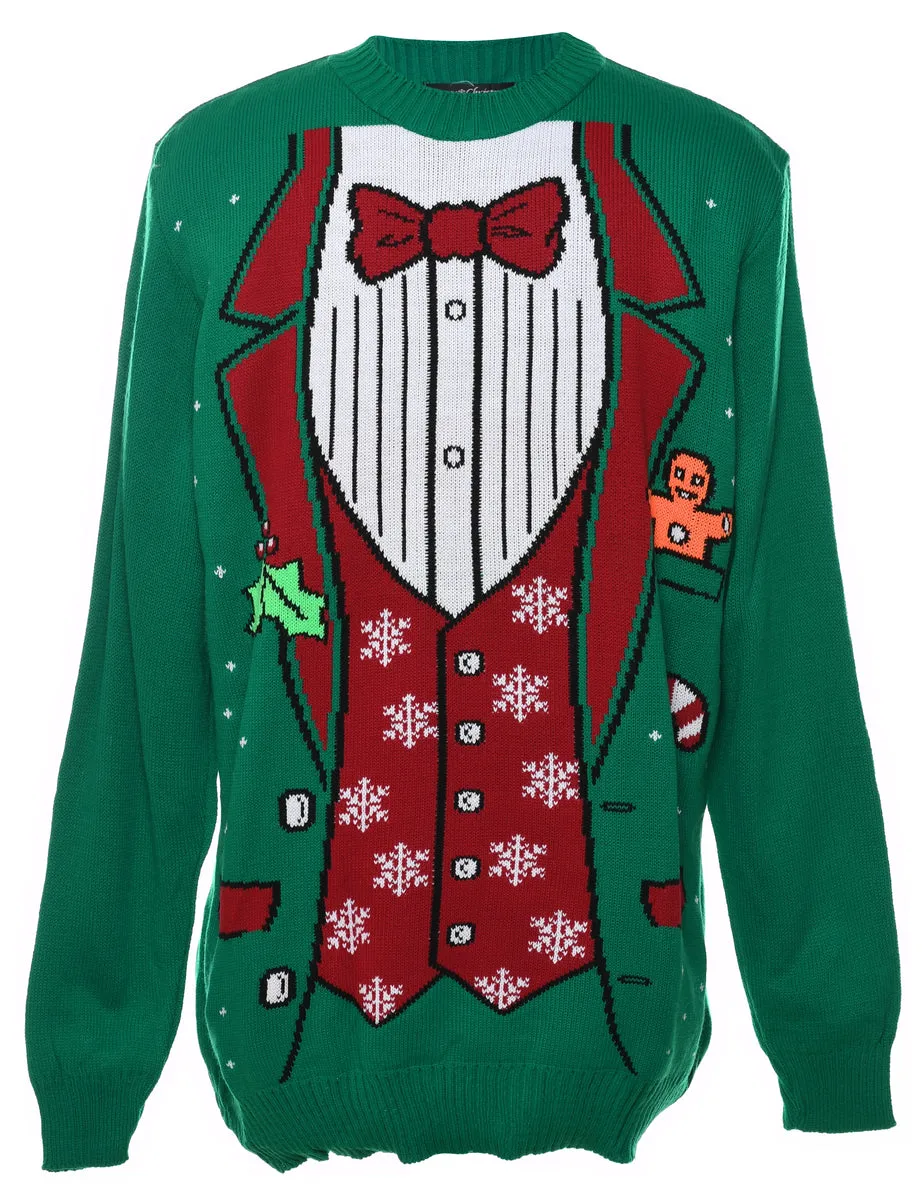 Green & Red Festive Gifts Design Christmas Jumper - S