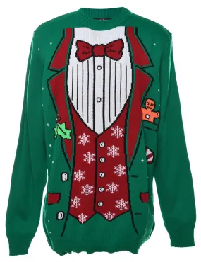 Green & Red Festive Gifts Design Christmas Jumper - S