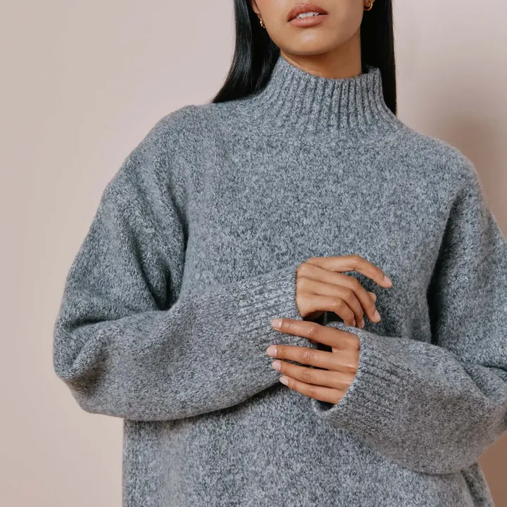 Grey Funnel Neck Jumper