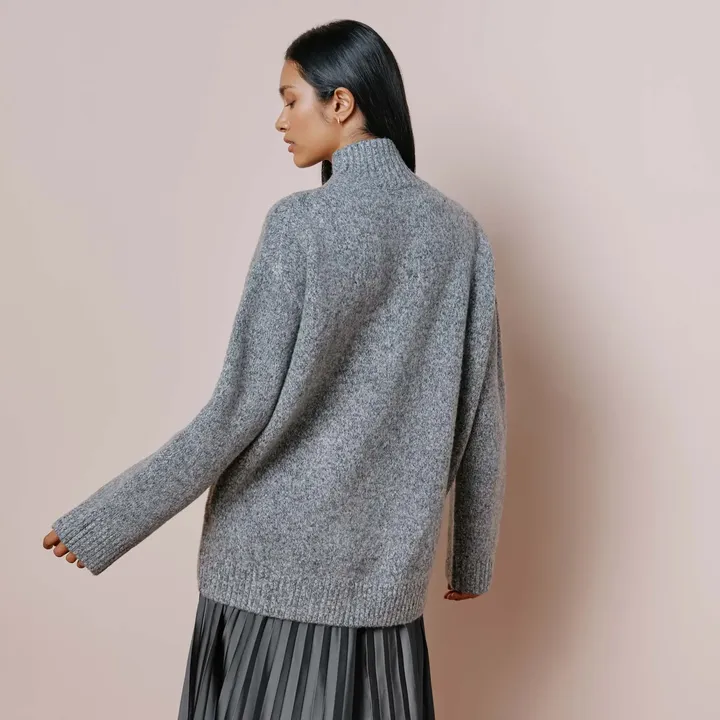 Grey Funnel Neck Jumper