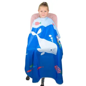 Hair Cutting Cape for Kids - Under The Sea Print - Water Resistant Salon Cape - Snap Closure - Kids Haircut Cape - Barber Cape for Kids - Kids Hair Cape