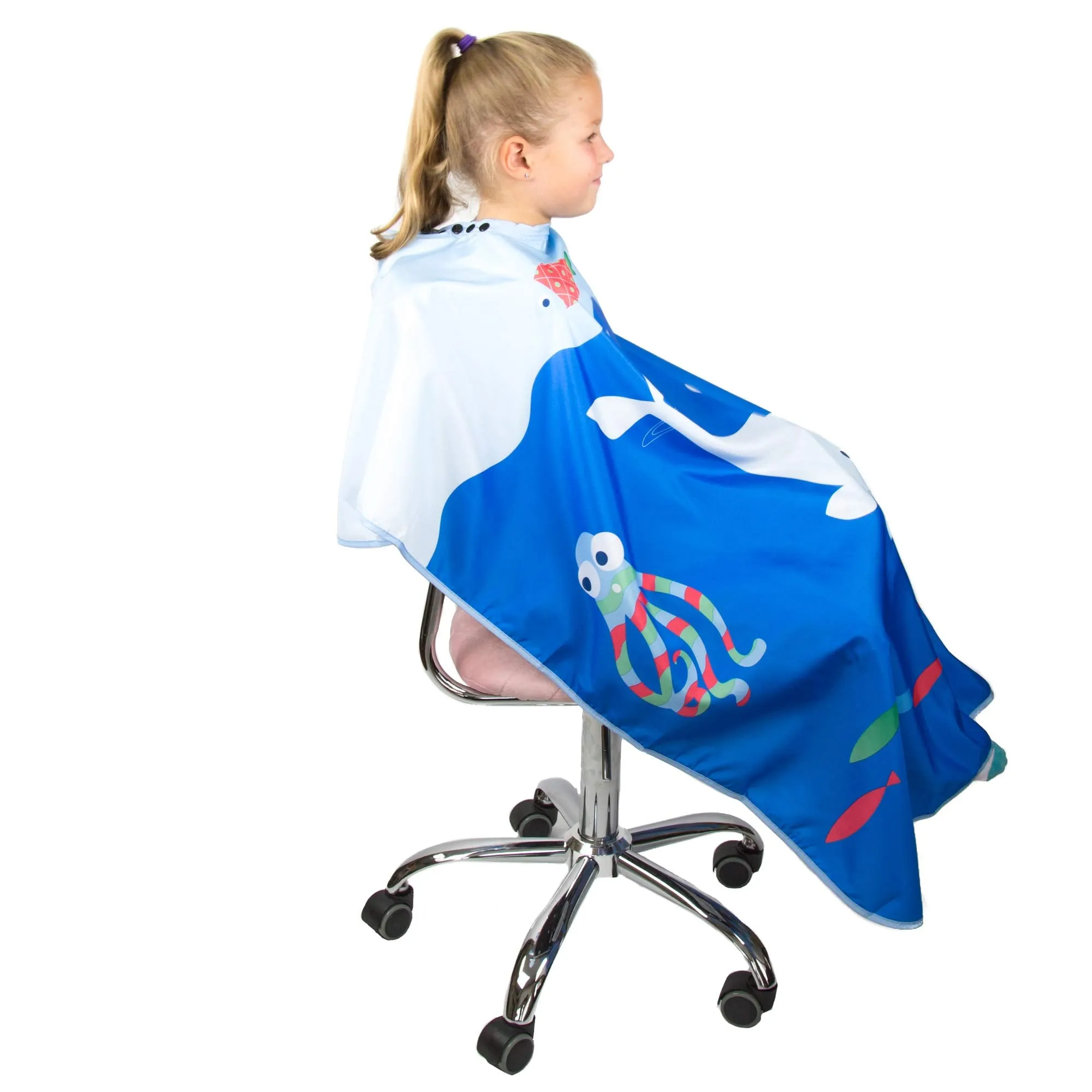 Hair Cutting Cape for Kids - Under The Sea Print - Water Resistant Salon Cape - Snap Closure - Kids Haircut Cape - Barber Cape for Kids - Kids Hair Cape