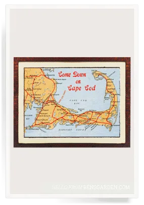 Hand Embellished Vintage Cape Cod Map Framed Artwork