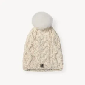 Hand-Knit Alpaca Pom Pom Hat