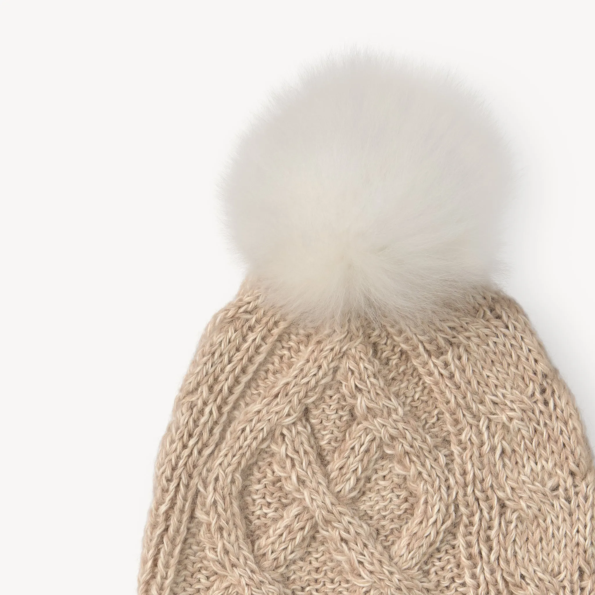 Hand-Knit Alpaca Pom Pom Hat