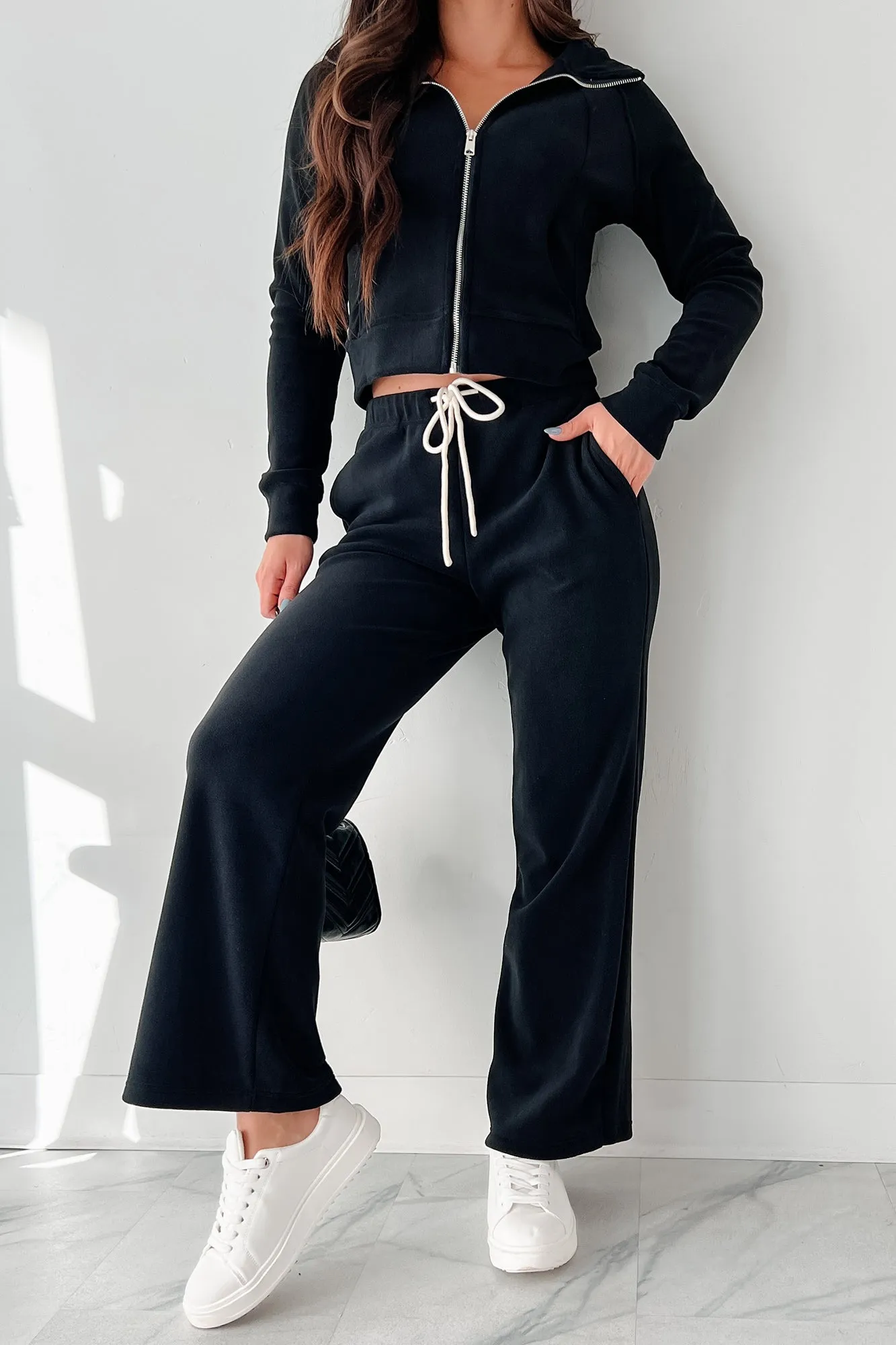 Hey Cutie Fleece Sweatpants (Black)