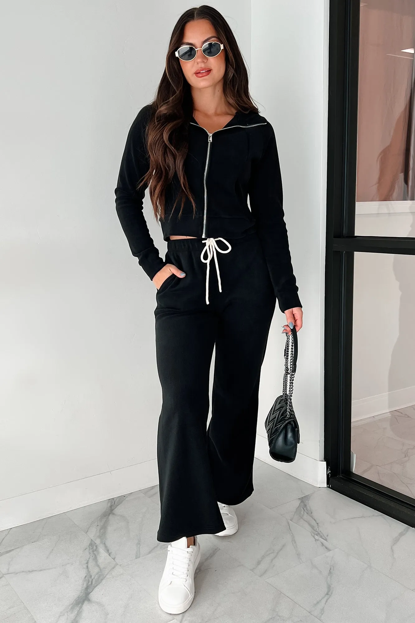 Hey Cutie Fleece Sweatpants (Black)