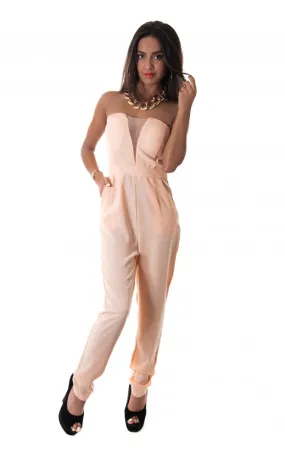 In To Deep Nude Chiffon Jumpsuit