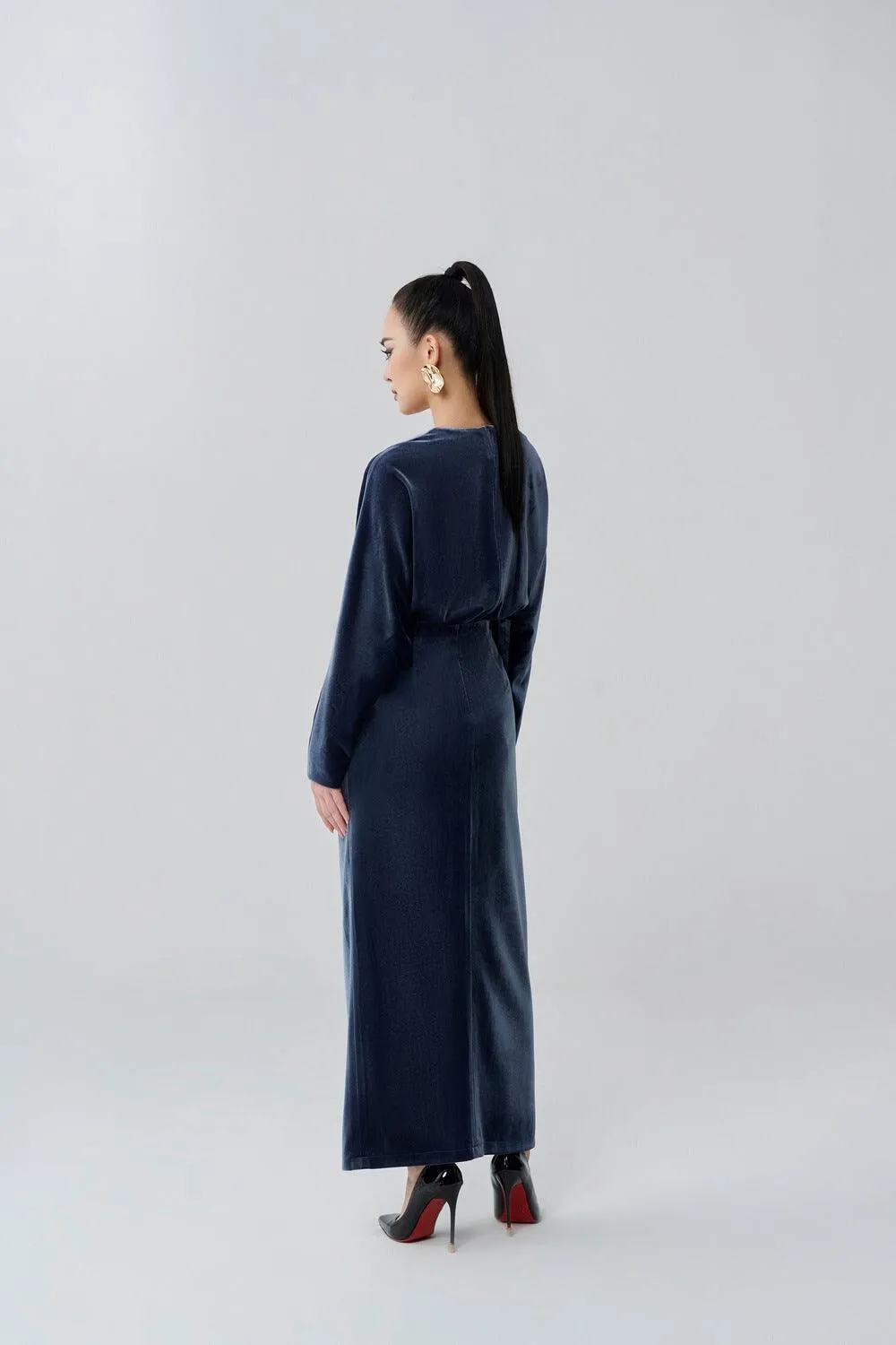 Ivy Sarong V-Neck Velvet Midi Dress