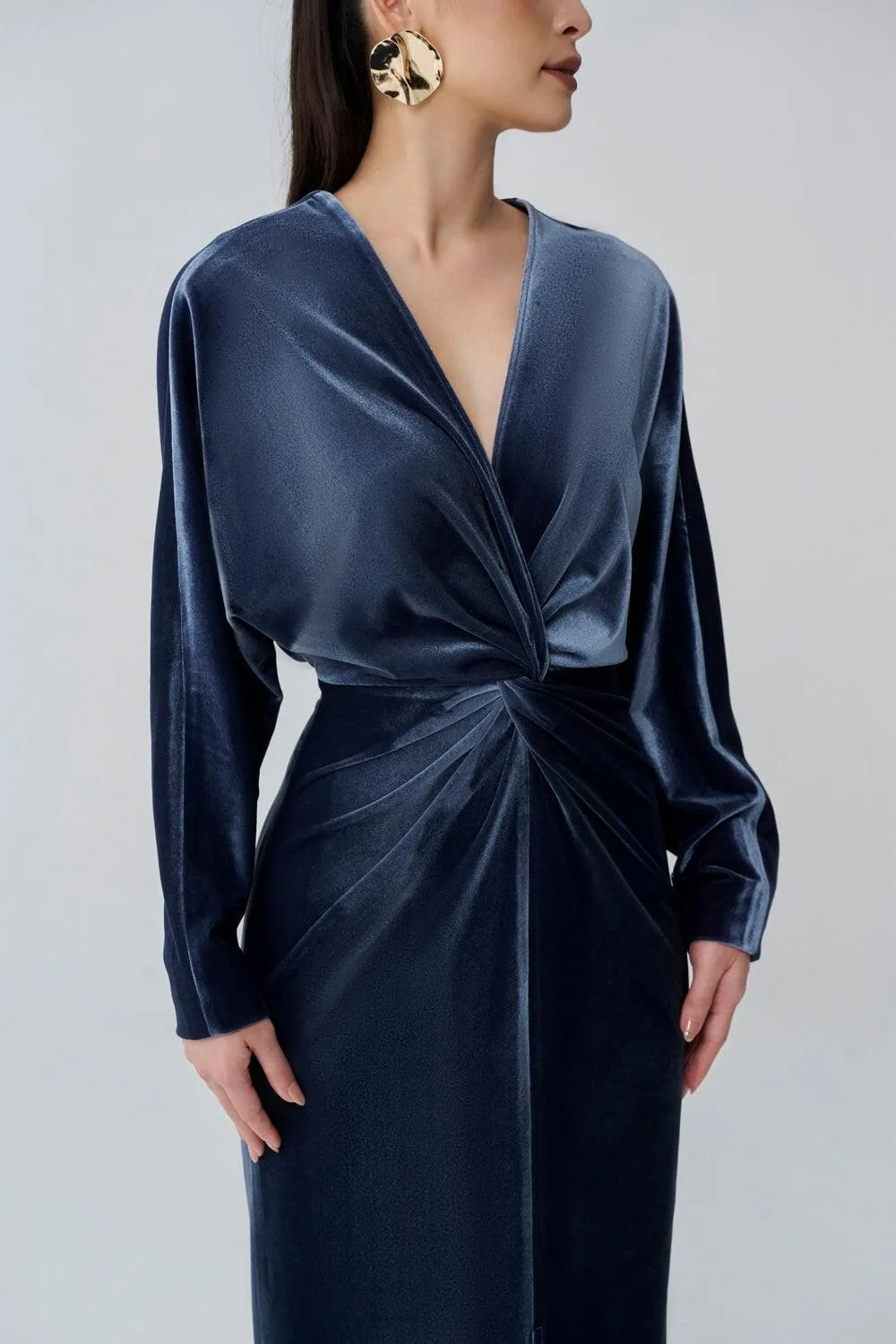Ivy Sarong V-Neck Velvet Midi Dress