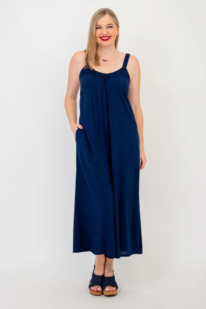 Joanna Jumpsuit, Indigo, Linen Bamboo