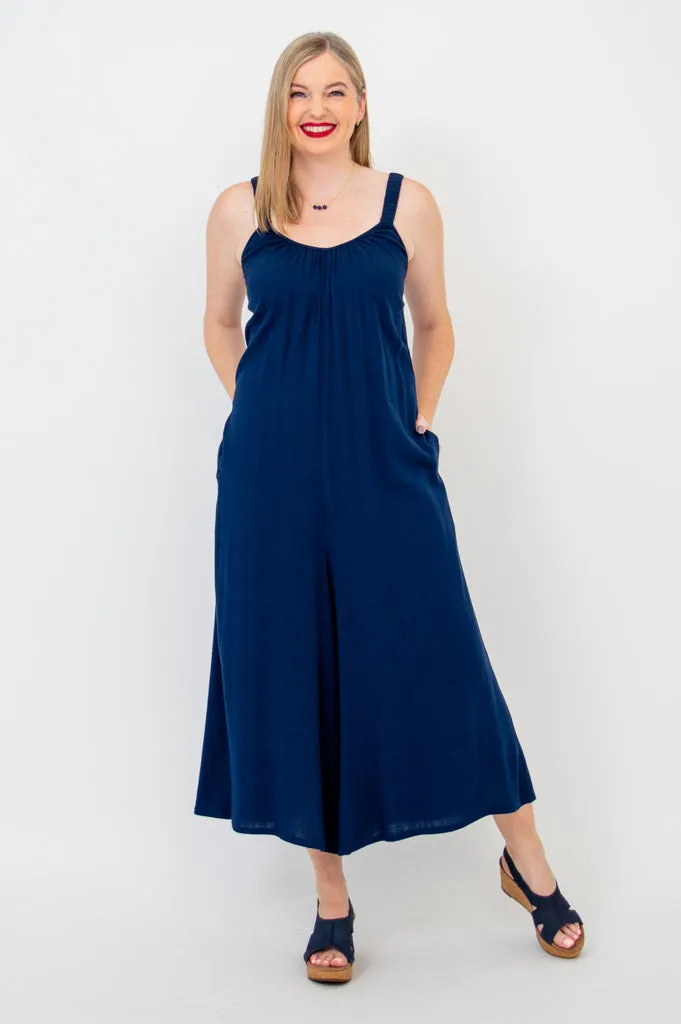Joanna Jumpsuit, Indigo, Linen Bamboo