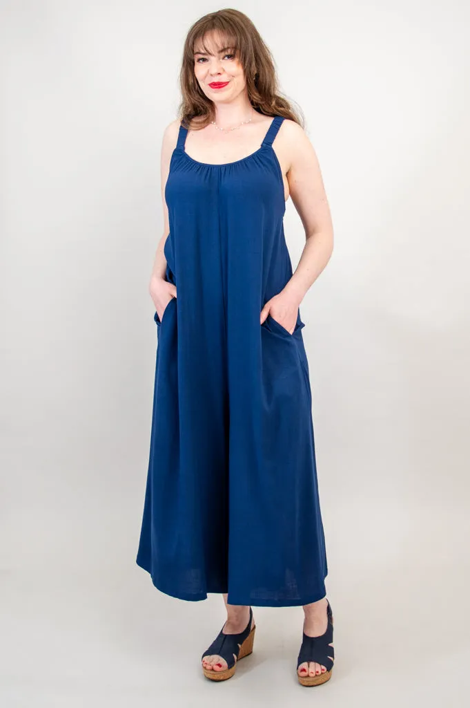 Joanna Jumpsuit, Indigo, Linen Bamboo