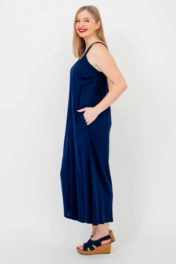 Joanna Jumpsuit, Indigo, Linen Bamboo