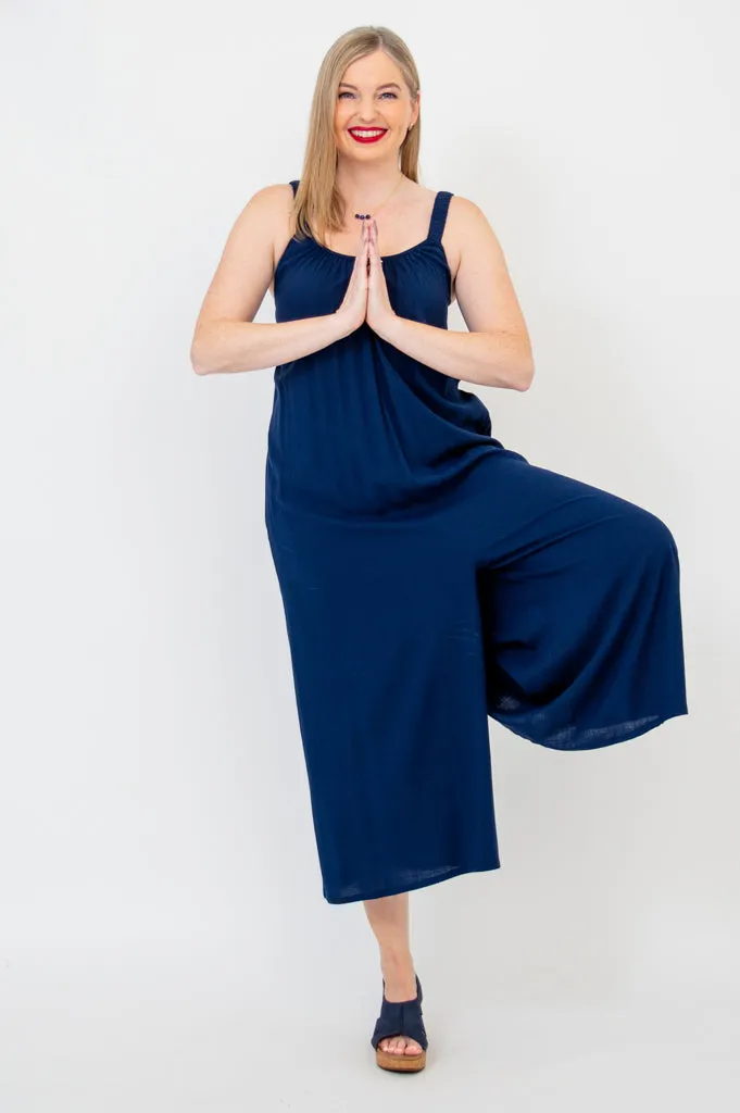 Joanna Jumpsuit, Indigo, Linen Bamboo