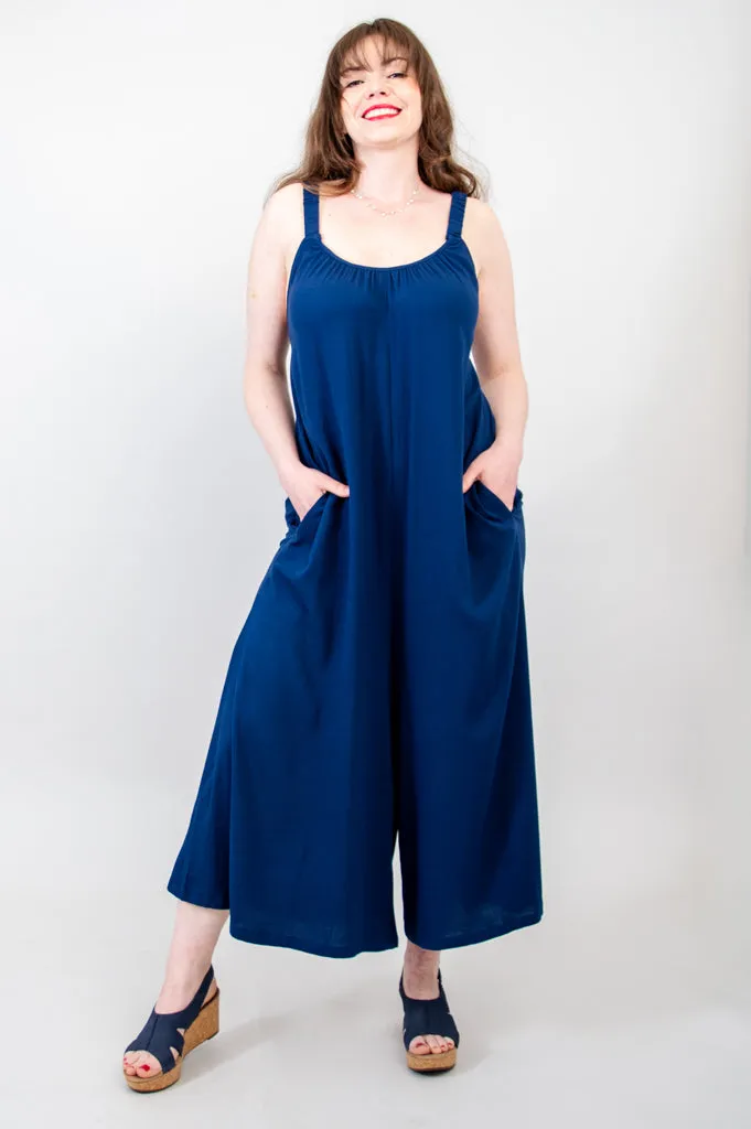 Joanna Jumpsuit, Indigo, Linen Bamboo
