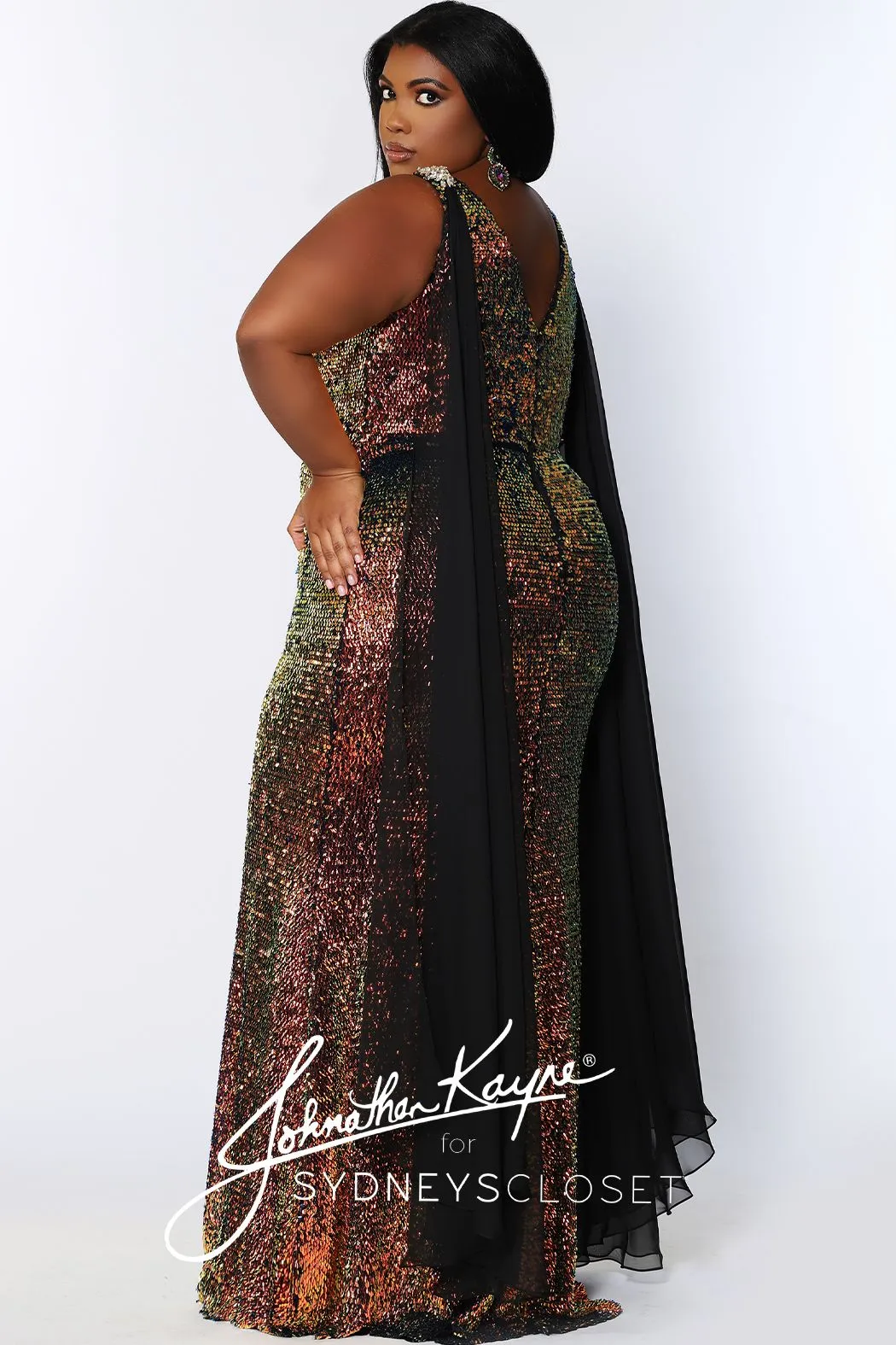 Johnathan Kayne Sydney's Closet JK2109 Lilac Prom Dress Size 20 sequin cape plus sized
