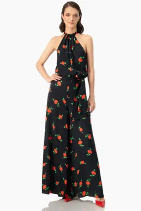 Jumpsuit de cuello halter y cinta en cintura