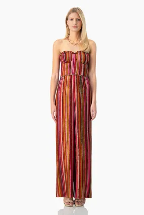 Jumpsuit strapless de pierna amplia