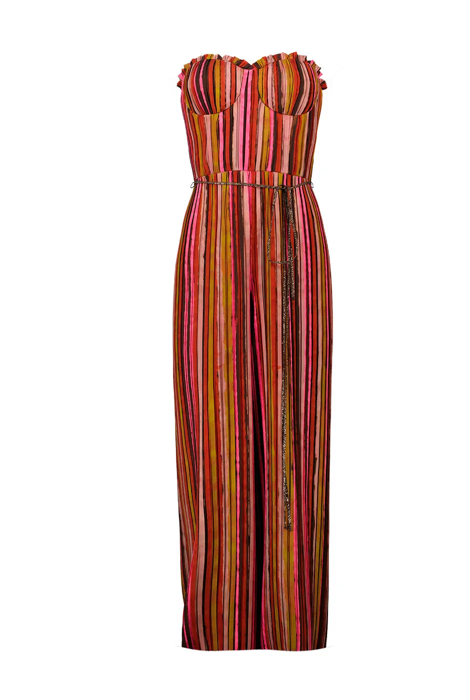 Jumpsuit strapless de pierna amplia