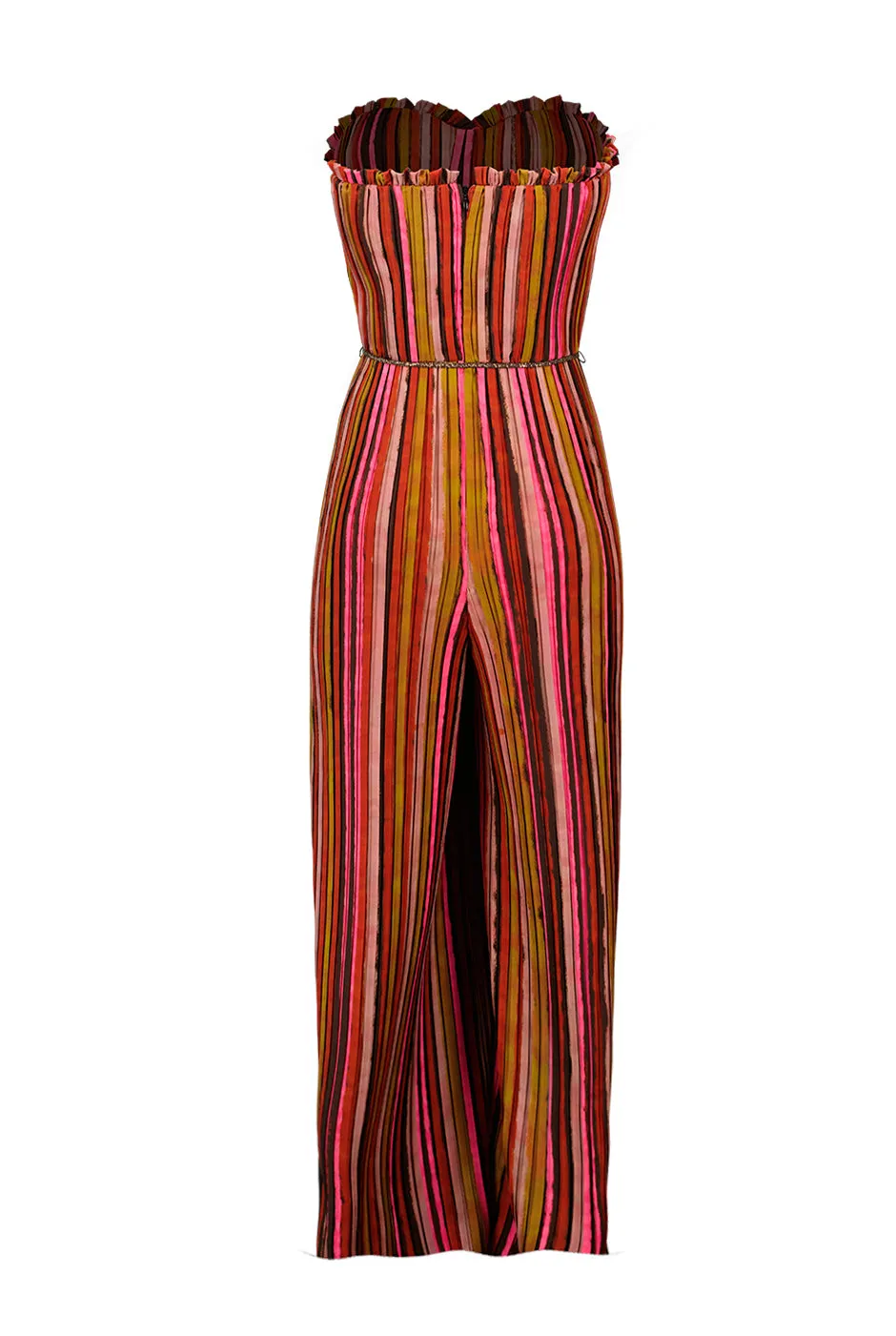 Jumpsuit strapless de pierna amplia