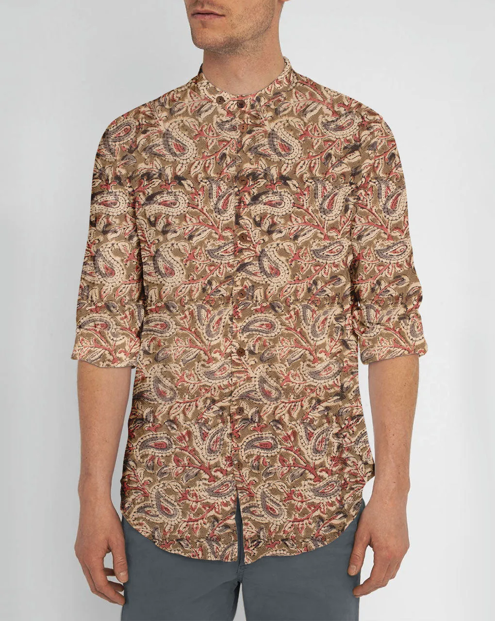 Kalamkari Hand Block Dobby Rayon Fabric