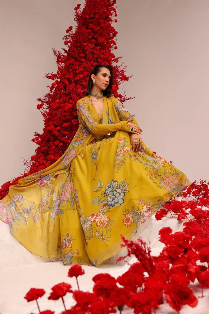 Khwaish yellow skirt jacket set