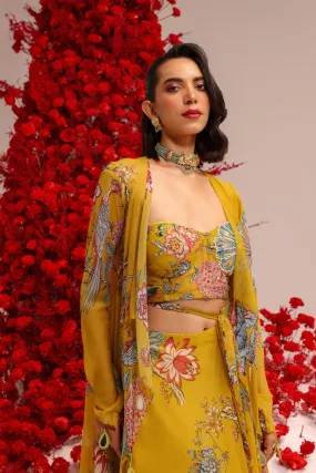 Khwaish yellow skirt jacket set